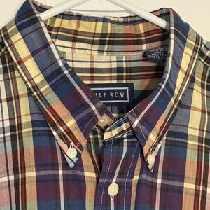 Savile Row Shirt Mens XL Multicolor Plaid Short Sleeve Button Front Casual